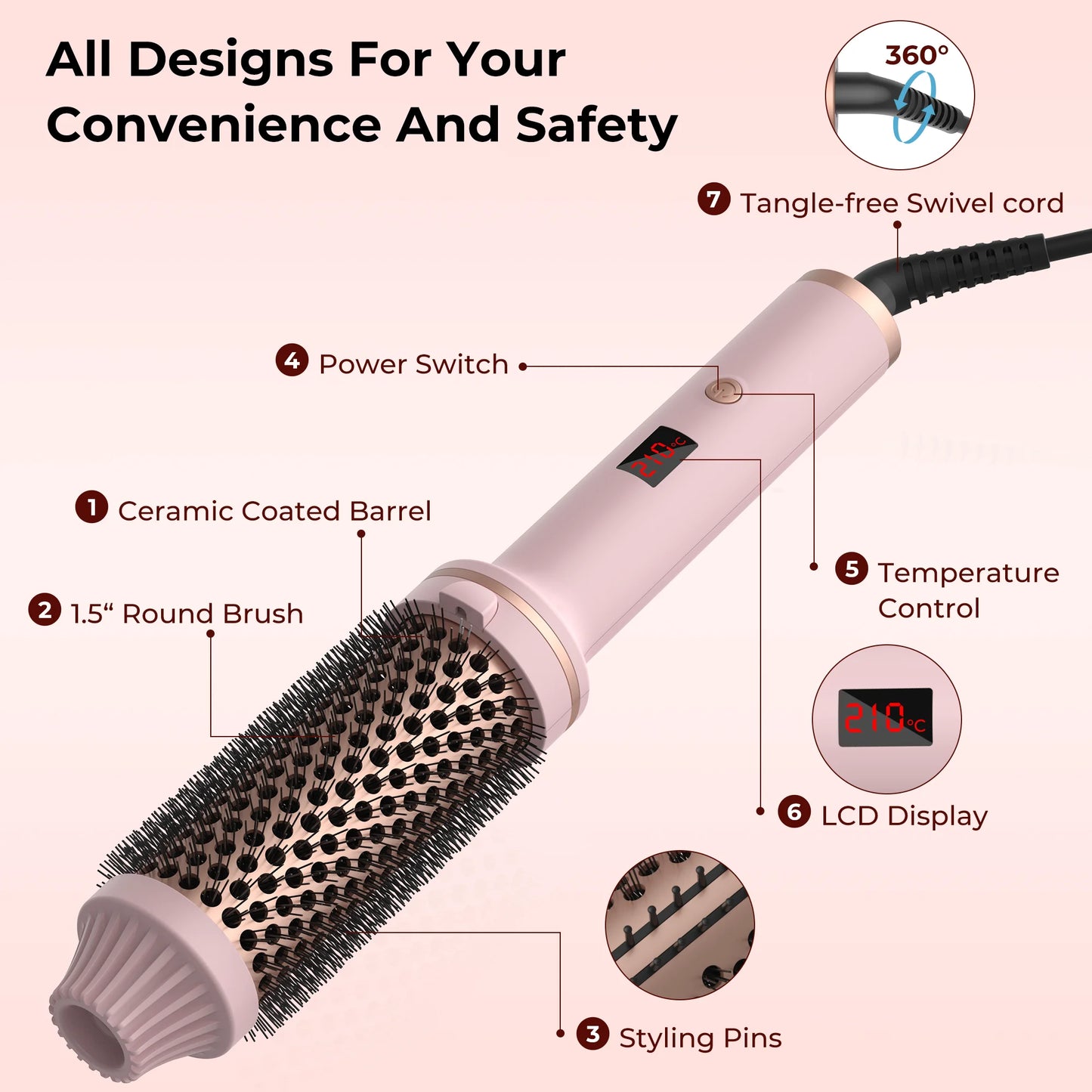 Curling Comfort Pro Heated Thermal Round Brush